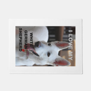 Weißer Deutscher Schäferhund Liebe mit Bild Fußmatte