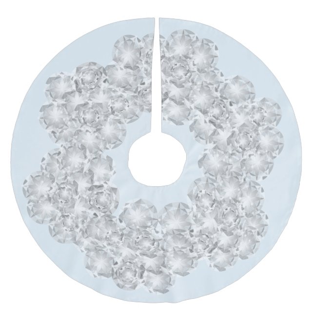 Weißer Diamant auf hellpastellblauem Sparkon Polyester Weihnachtsbaumdecke (Vorderseite)