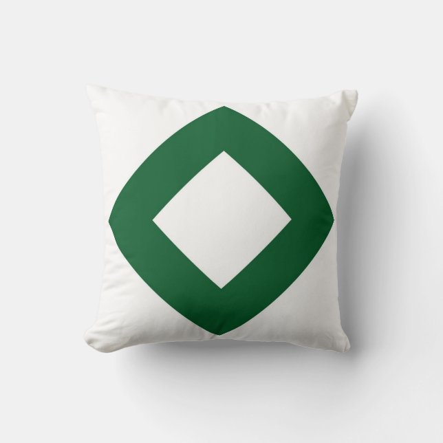 Weißer Diamant, feine grüne Grenze Kissen (Vorderseite)