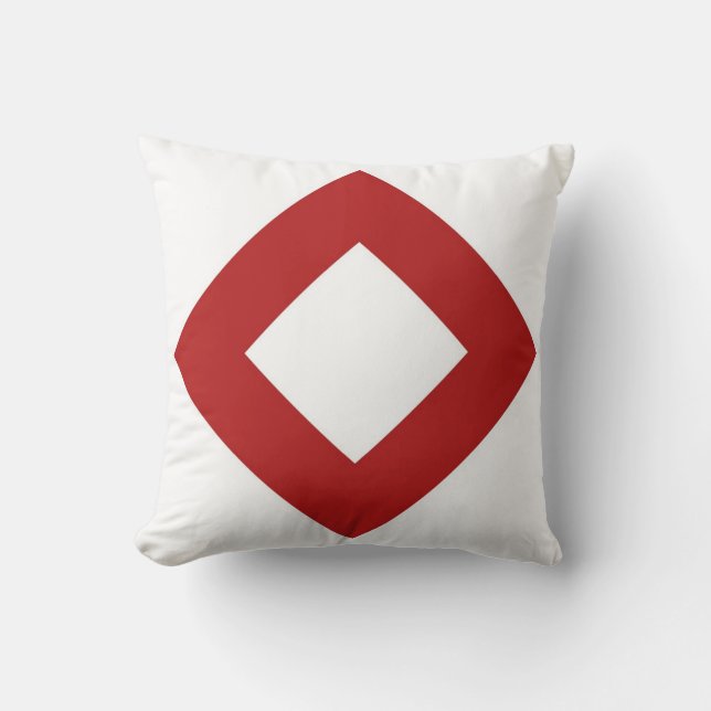Weißer Diamant, feine rote Grenze Kissen (Vorderseite)