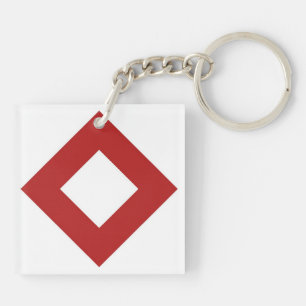 Weißer Diamant, feine rote Grenze Schlüsselanhänger