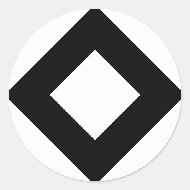 Weißer Diamant, feine schwarze Grenze Runder Aufkleber (Vorderseite)