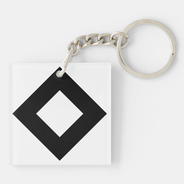Weißer Diamant, feine schwarze Grenze Schlüsselanhänger (Rückseite)