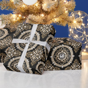 Weißer Diamant, Goldgrenzenmandala Glamour-Design Geschenkpapier