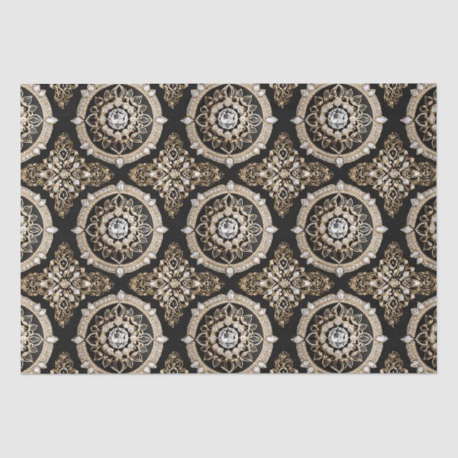 Weißer Diamant, Goldgrenzenmandala Glamour-Design Seidenpapier (Vorderseite)