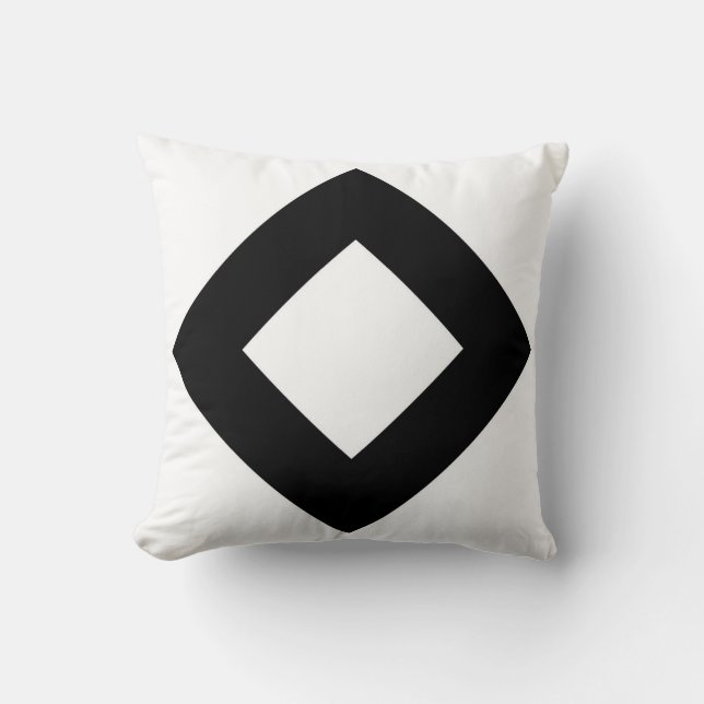Weißer Diamant, mutige schwarze Grenze Kissen (Vorderseite)
