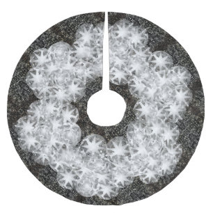 Weißer Diamant-Staub-Schein-Glitzer auf Schwarzem Polyester Weihnachtsbaumdecke