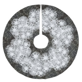 Weißer Diamantstaub-Glitzer auf schwarz Polyester Weihnachtsbaumdecke