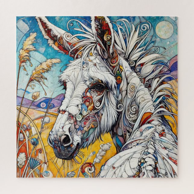 Weißer Donkey 600 Stück Puzzle (Vertikal)