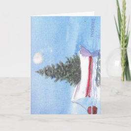 Weißer Dory-Weihnachtsbaum im Hafen  Feiertagskarte