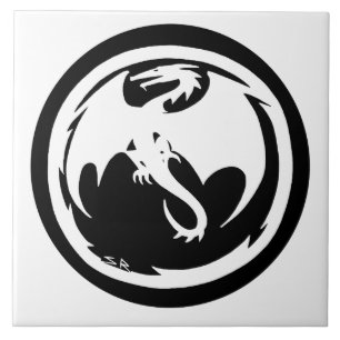 Weißer Drache Fliese