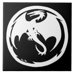 Weißer Drache Fliese