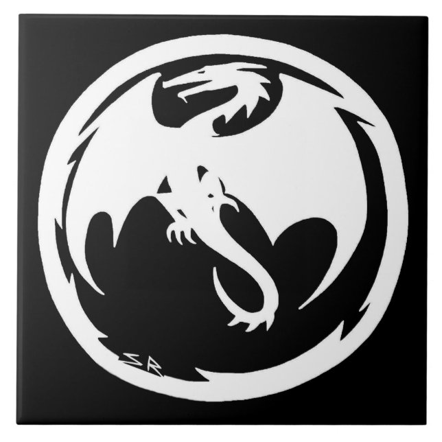Weißer Drache Fliese (Vorderseite)