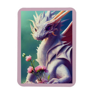 Weißer Drache mit Blume Magnet