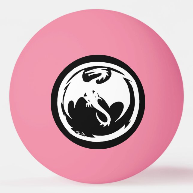Weißer Drache Rosa Orange 1 Stern Tischtennisball (Vorderseite)