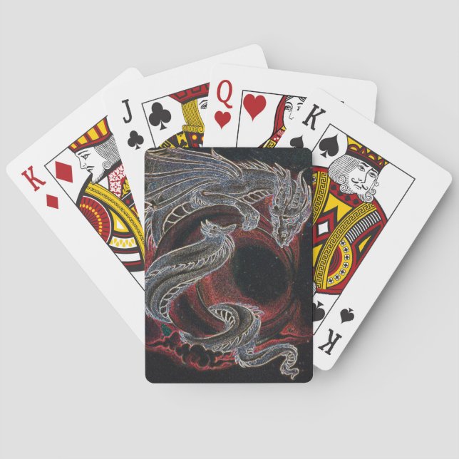 "Weißer Drache, Roter Mond" Spielkarten (Rückseite)