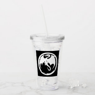 Weißer Drache, weißer Acrylatkleber Acryltrinkbecher