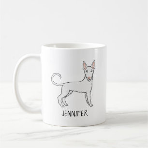 Weißer Drahthaar-Ibiza-Hund Cartoon-Hund & Name Kaffeetasse