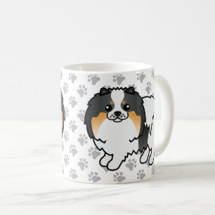 Weißer Dreifarbiger Pomeranian Süßer Cartoon-Hund  Kaffeetasse