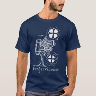 Weißer Druck des Filmvorführer-T - Shirt