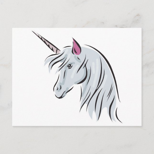 Weißer Einhornkopf Postkarte (Vorderseite)