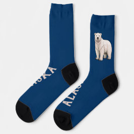 Weißer Eisbär auf Blau Alaska Socken