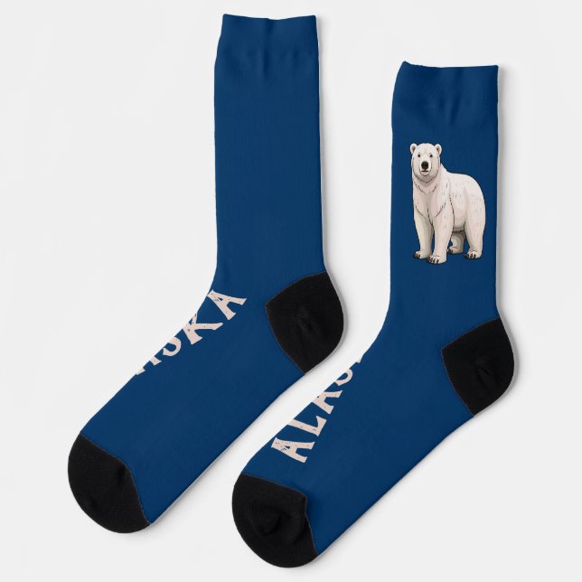 Weißer Eisbär auf Blau Alaska Socken (Linkes Detail)
