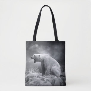 Weißer Eisbär-Jäger auf dem Eis im Wasser Tasche