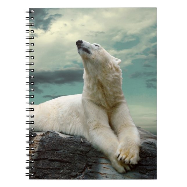 Weißer Eisbär-Jäger auf Felsen Notizblock (Vorderseite)