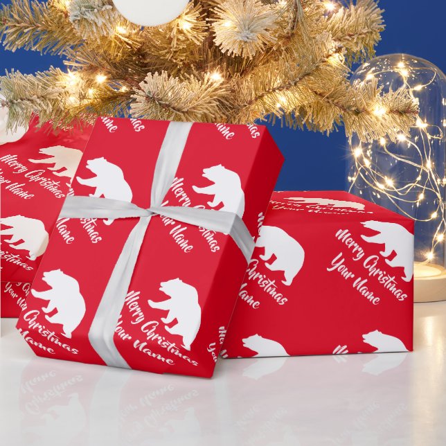 Weißer Eisbär Silhouette Weihnachten Geschenkpapier (Feiertage)