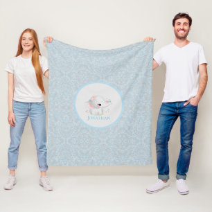 Weißer Elefant Baby Moderner Junge Blau Fleecedecke