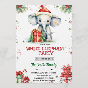 Weißer-Elefant-Geschenkaustausch-Einladung Einladung