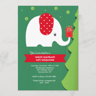 Weißer-Elefant-Geschenktauschparty-Einladung Einladung