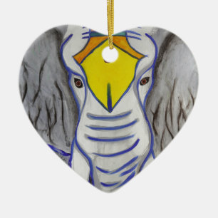 Weißer Elefant Keramik Ornament