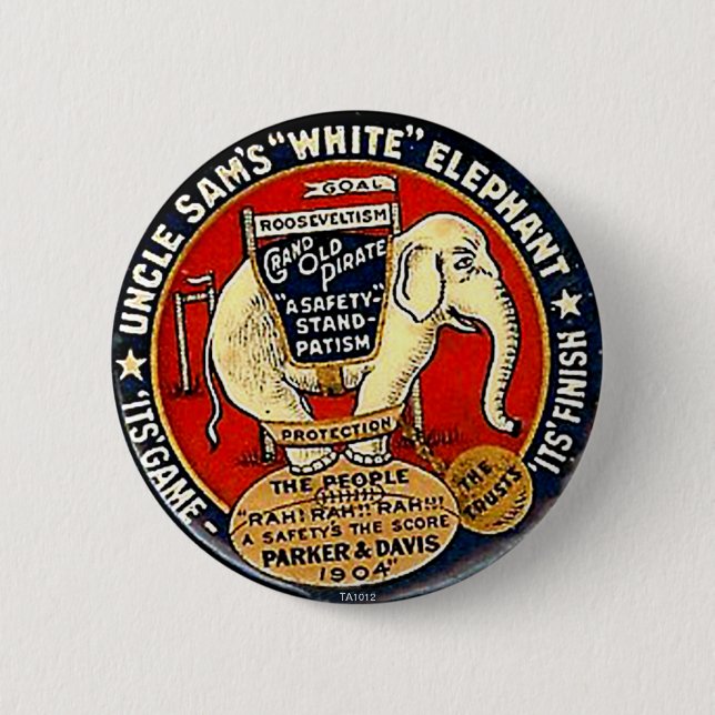 Weißer Elefant - Knopf Button (Vorderseite)