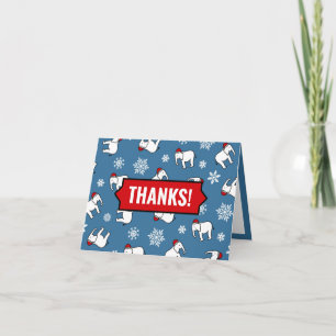 Weißer-Elefant-Party-Weihnachten (Blau) Danke Karte