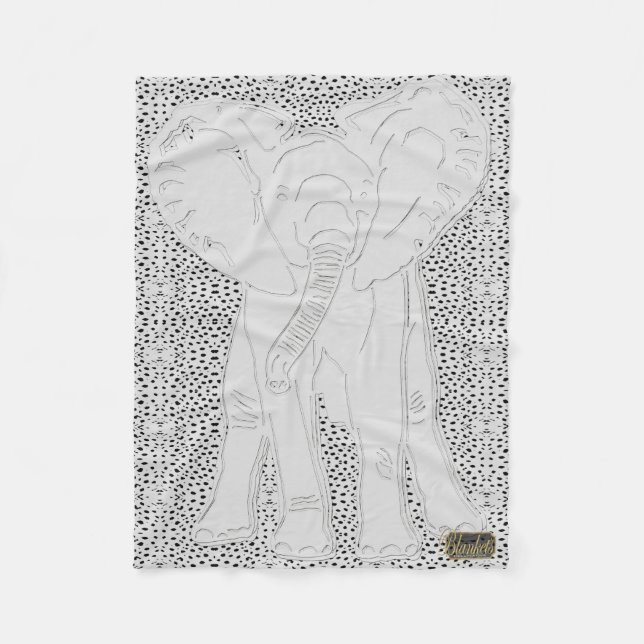 Weißer Elefant-punktierte Fleece-Decke Fleecedecke (Vorderseite)