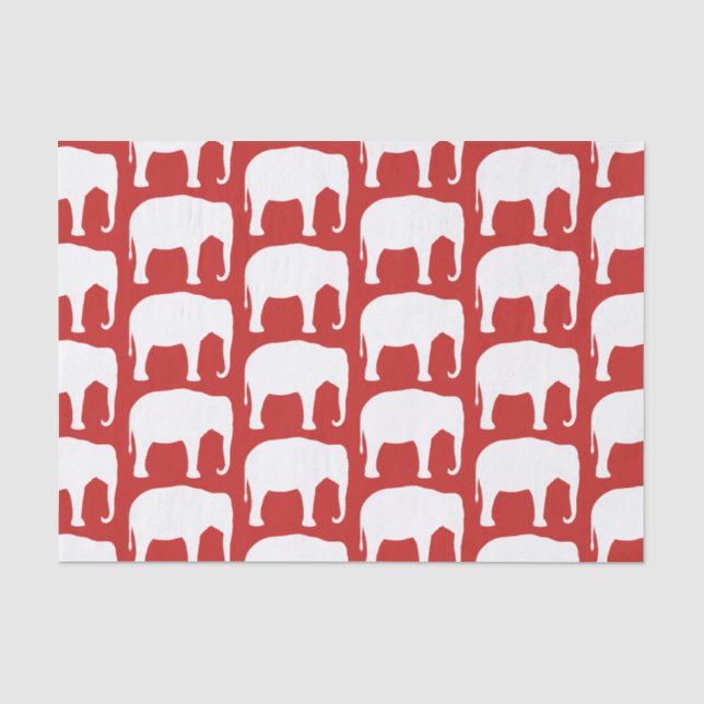 Weißer Elefant-Silhouette-Muster Seidenpapier (Vorderseite)