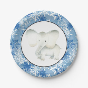 Weißer Elefant Weihnachtsschneeflocke-Partyplatte Pappteller