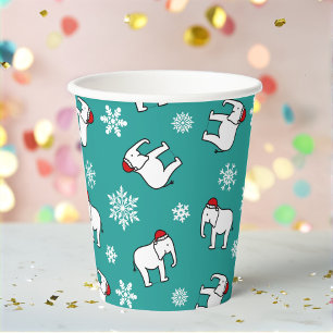 Weißer-Elefanten-Party-Weihnachten (Türkis) Papier Pappbecher