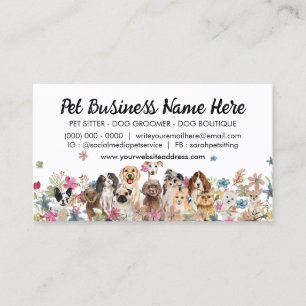 Weißer Eleganter Blumen Hundetrainer Visitenkarte