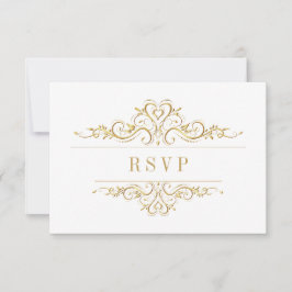 Weißer, eleganter Goldener Rahmen RSVP Karte