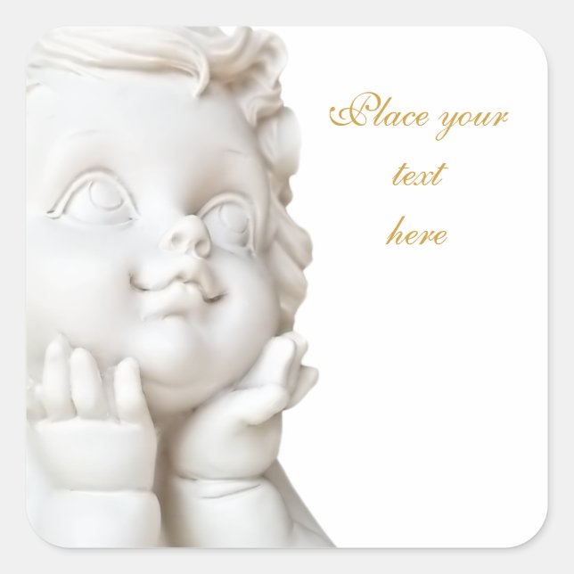 Weißer Engel Quadratischer Aufkleber (Vorderseite)