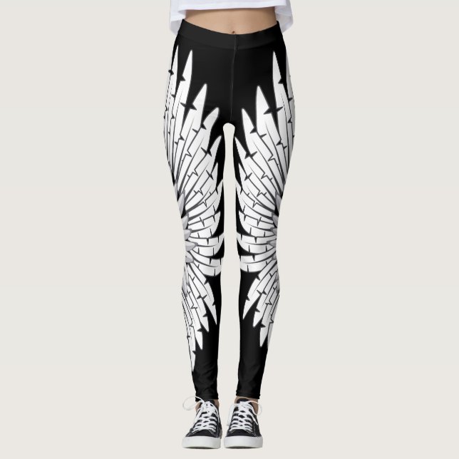 Weißer Engel Wings Gamaschen Leggings (Vorderseite)