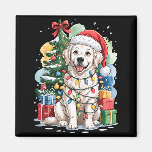 Weißer englischer Golden Retriever Weihnachtsmann Magnet