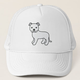Weißer English Staffordshire Bull Terrier Hund Truckerkappe