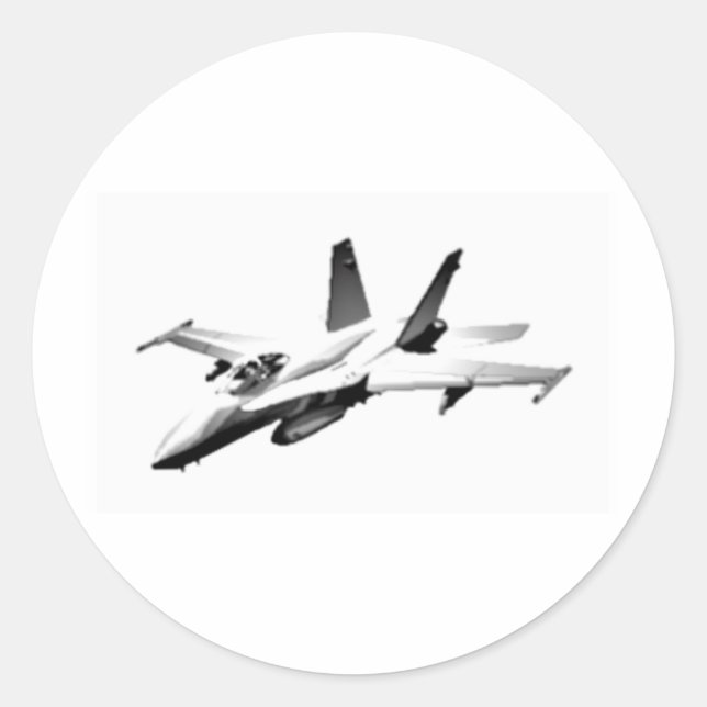 Weißer F/A-18 Hornet Fighter Jet Runder Aufkleber (Vorderseite)