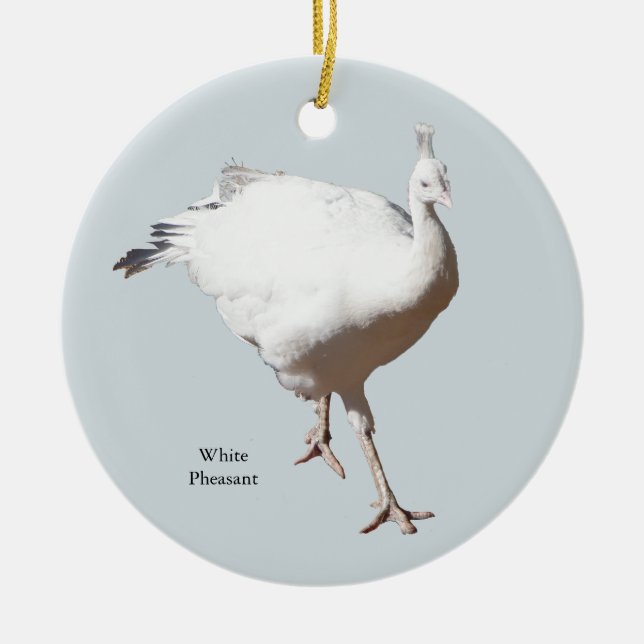 Weißer Fasan-Schmuck Keramik Ornament (Vorne)