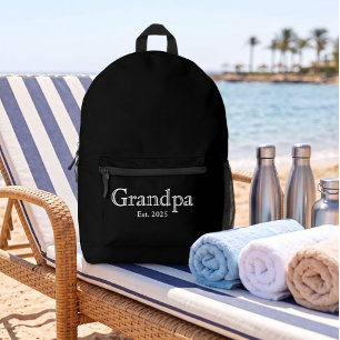 Weißer Fettdruck Minimal Opa gegründet Bedruckter Rucksack