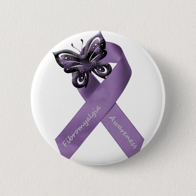Weißer Fibromyalgia-Knopf Button (Vorderseite)